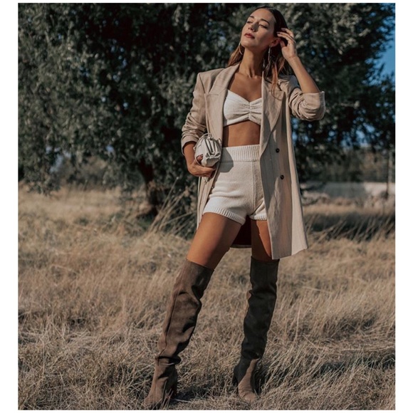 NIB Zara Tall Taupe Leather Boots